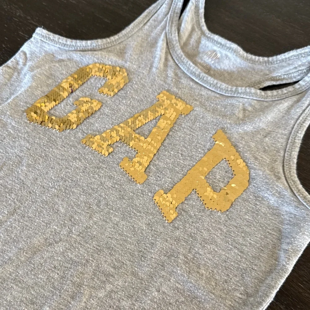 Gap Girls Small (6-7) Gray Sequin Tank Top